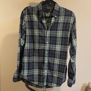 Men’s J Crew Blue and Green Plaid Button Down